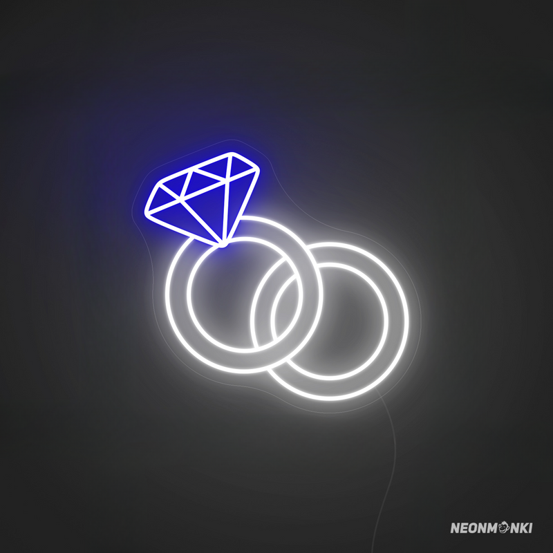 Symbol der Liebe in strahlendem Licht – Neon LED Hochzeitsringe als stilvolles Leuchtschild